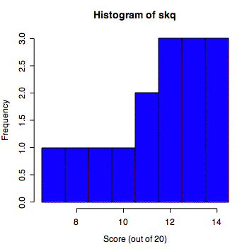 Histogram of SKQ Scores