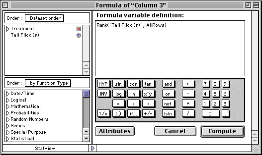 computing ranks in StatView